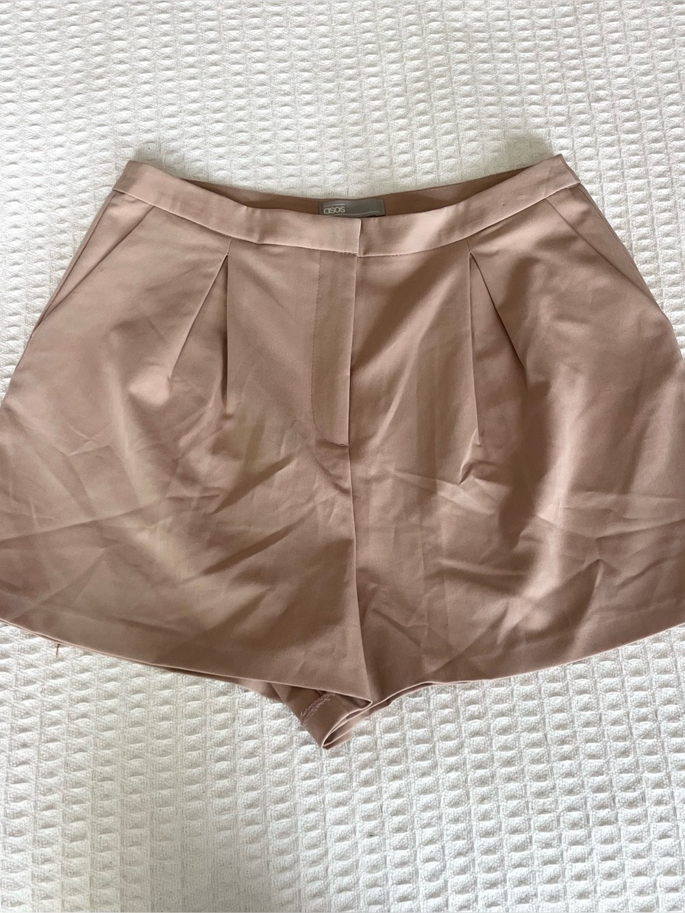 ASOS High-Waist Pleated Shorts in Blush Taupe size 8